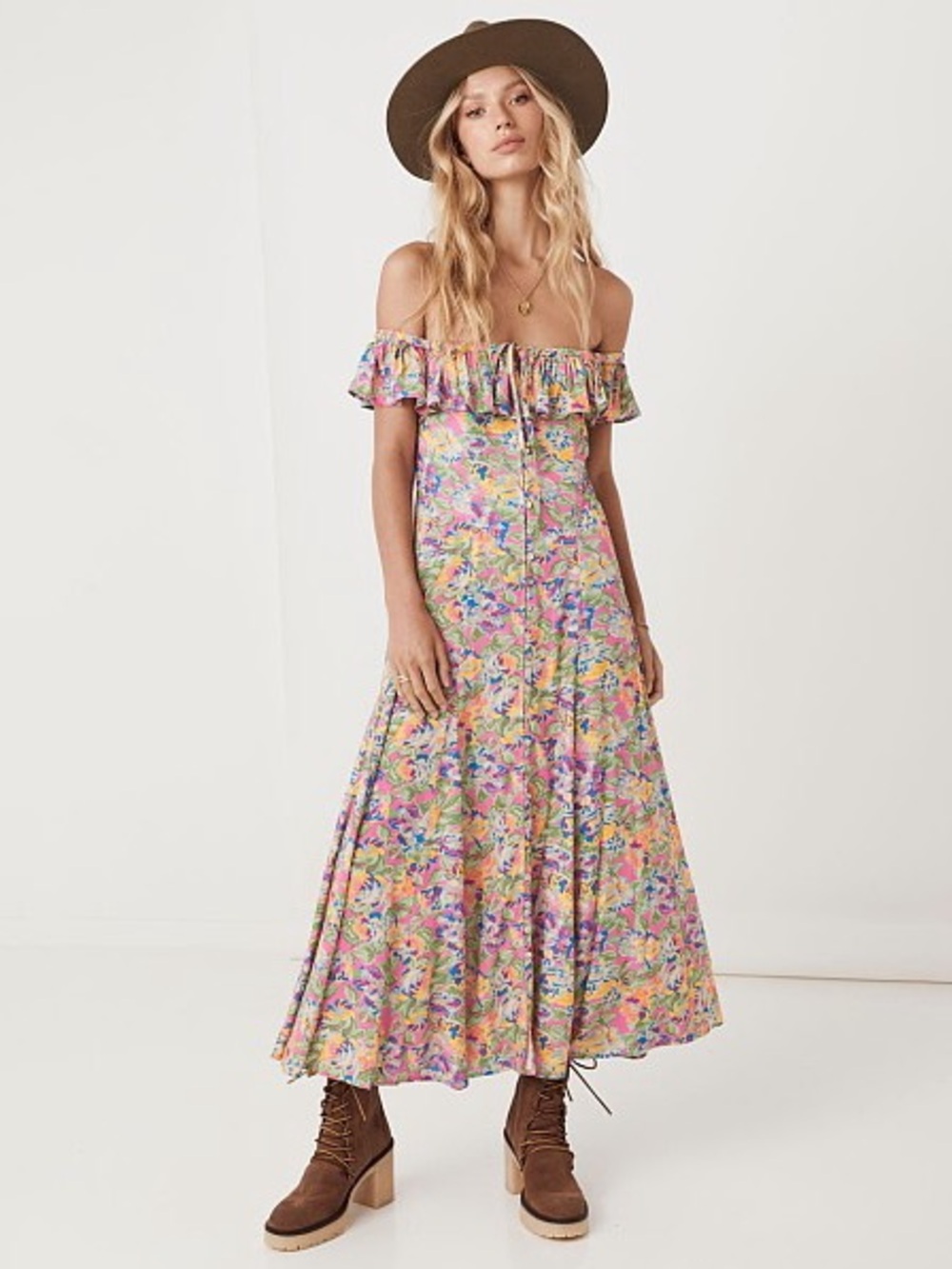 Spell & the Gypsy Floral Boho Midi Dolly Dress XS